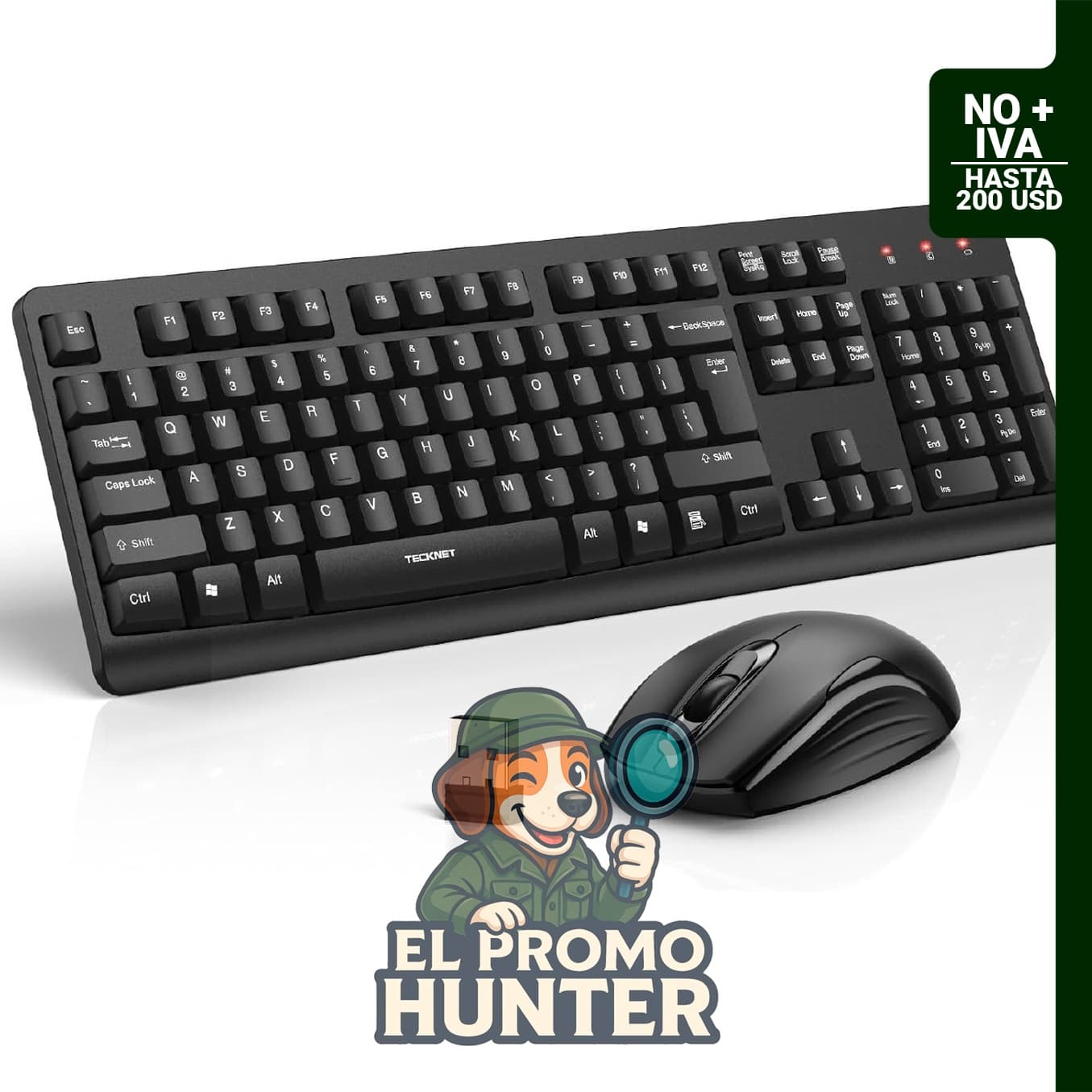 TECKNET Combo de teclado y mouse inalámbricos para computadora portátil.