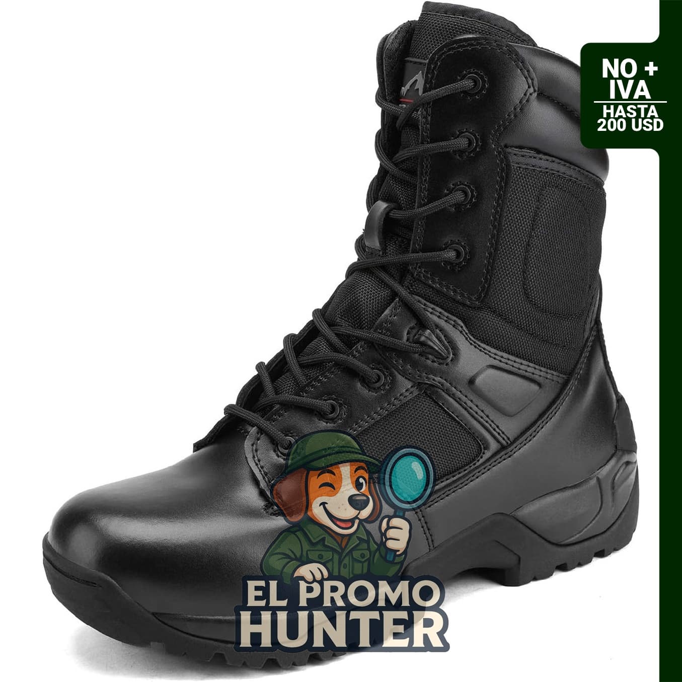Botas de trabajo tácticas NORTIV 8 para hombre, de cuero, con cremallera lateral, para exteriores.