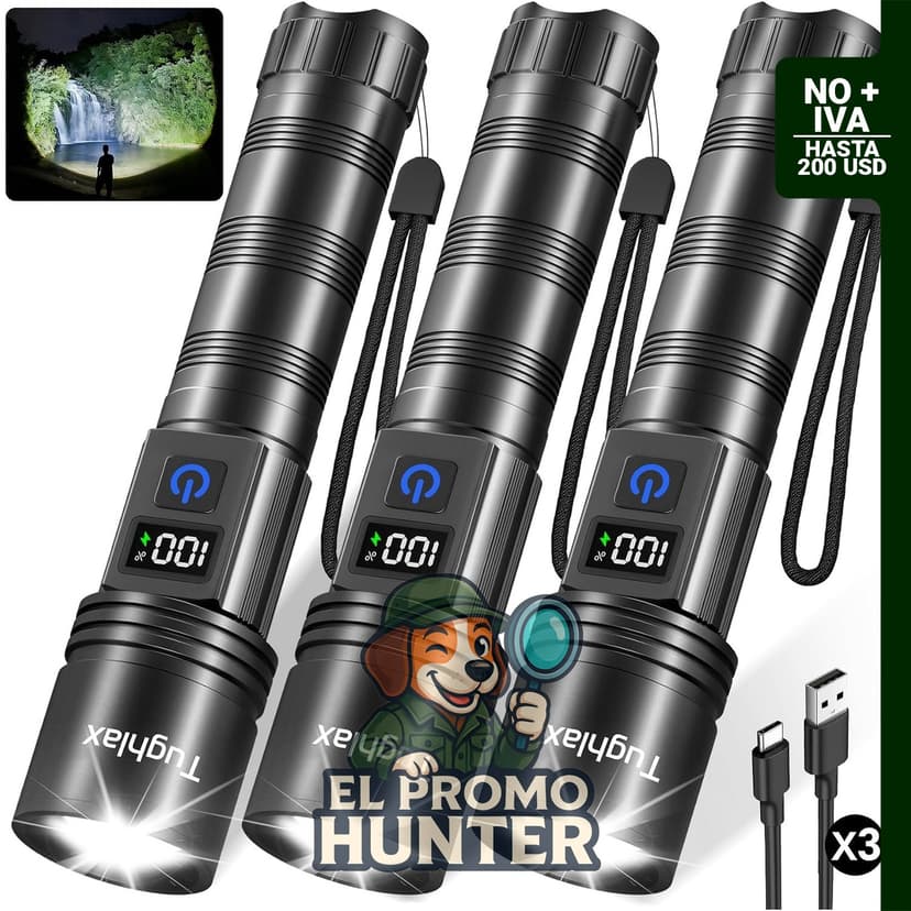 Linternas recargables LED, set de 3 unidades.