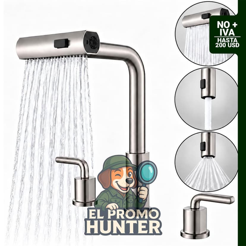 Grifo de fregadero de cocina de 8 pulgadas con rociador extraíble, acero inoxidable, níquel cepillado.