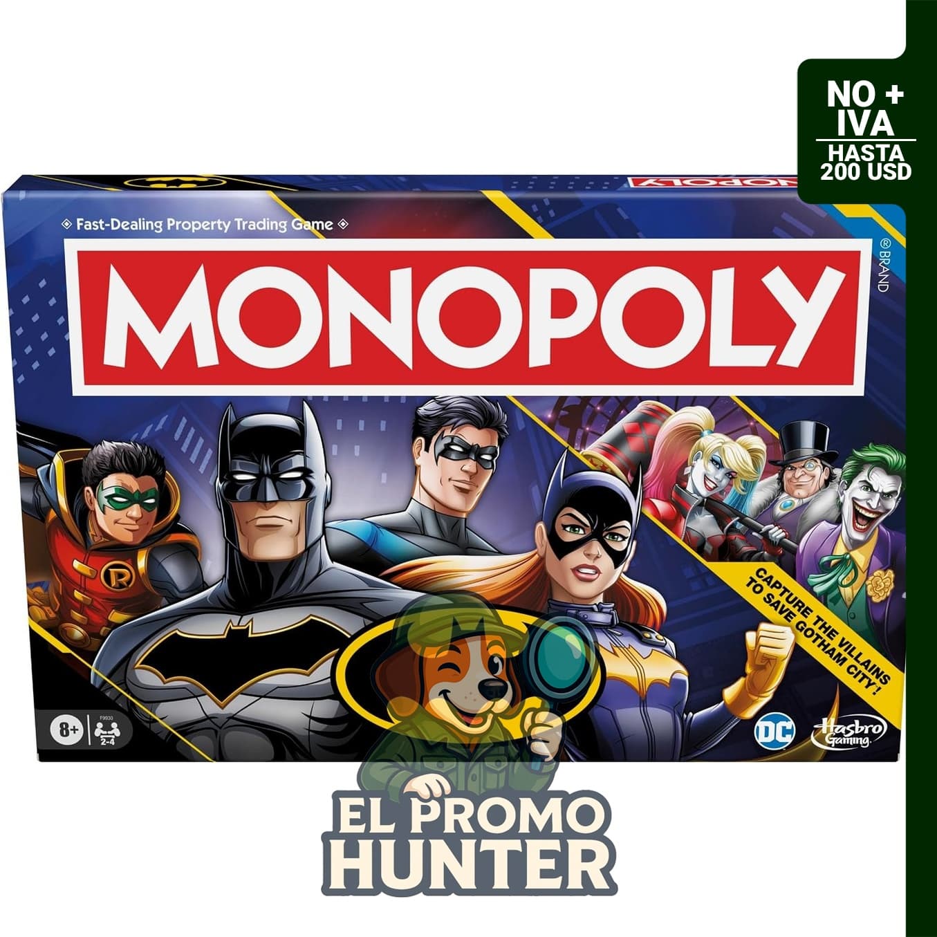 Monopoly Batman Edition, juego de mesa para 2 a 4 jugadores, edades a partir de 8 años.