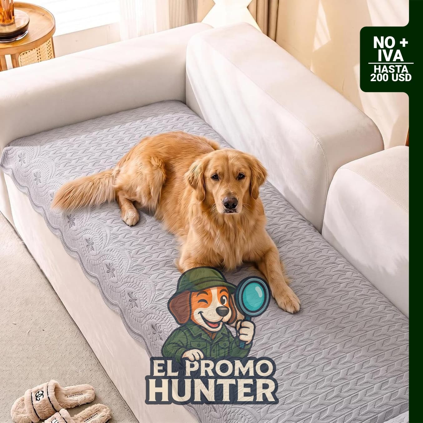 Funda de sofá acolchada de algodón para perros.