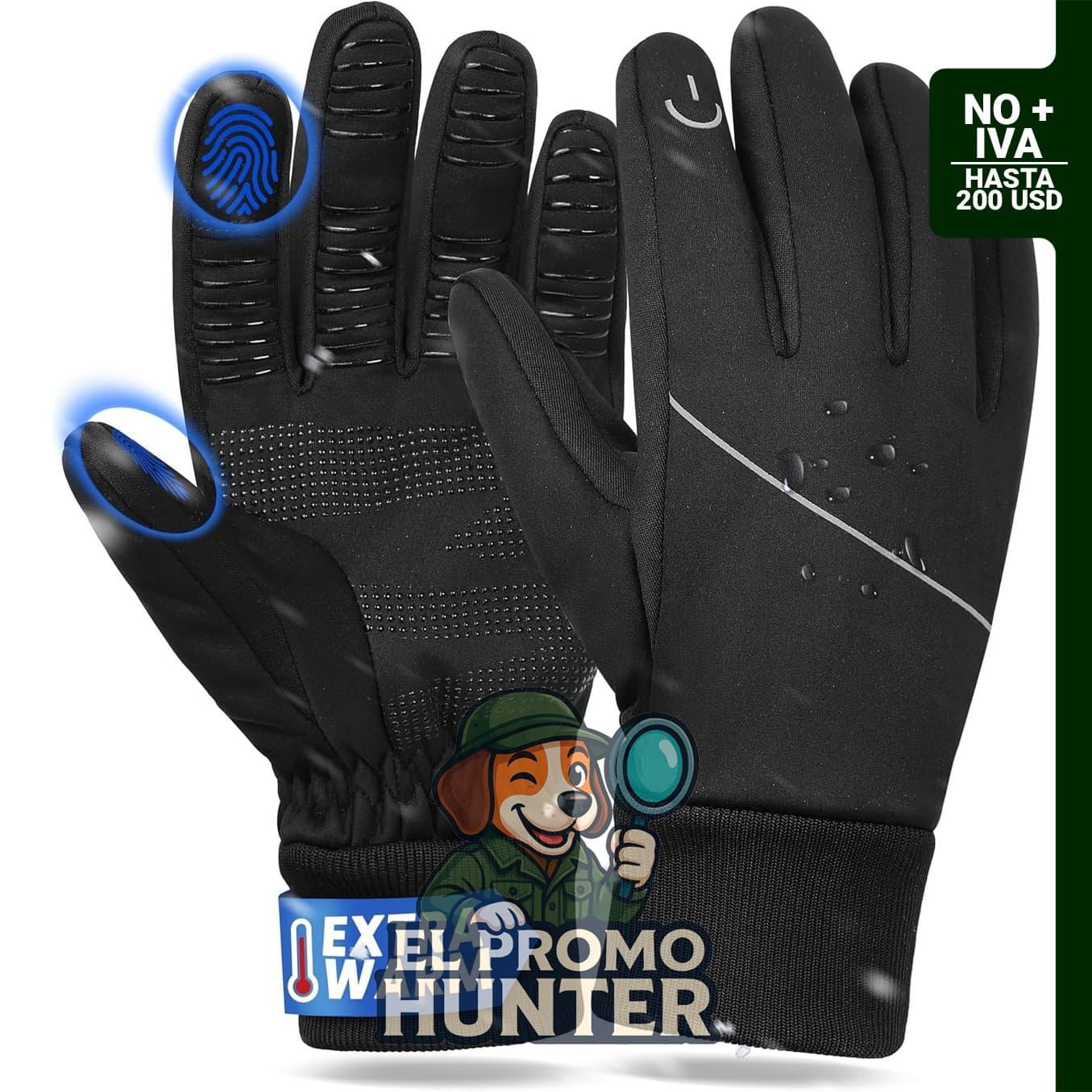 MOREOK Guantes de invierno térmicos para esquí y actividades al aire libre, compatibles con pantalla táctil.