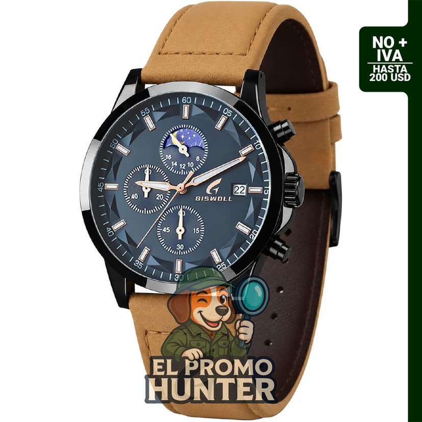 Reloj analógico casual para hombres con subesferas de cronógrafo funcionales.