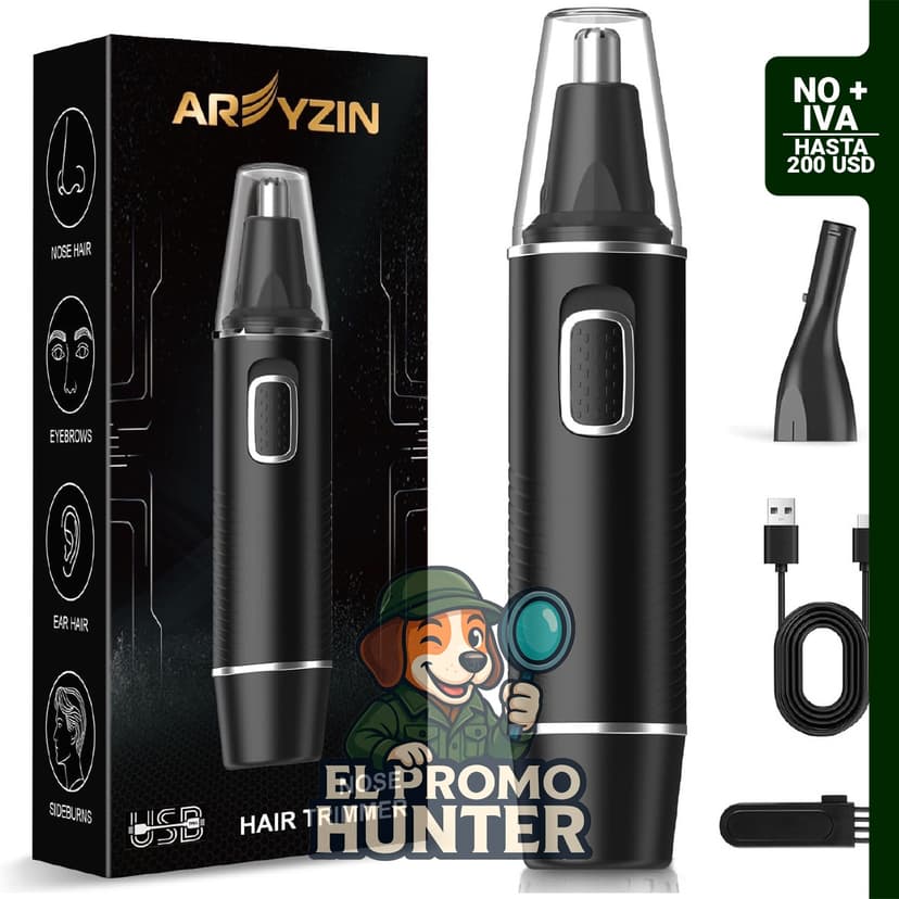 AREYZIN Recortadora de pelo de nariz y orejas, recargable, 2 en 1, cuchillas de doble borde impermeables.