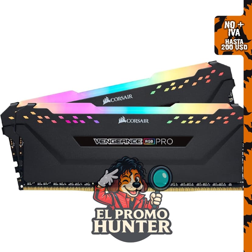 CORSAIR Vengeance RGB PRO DDR4 RAM 32GB (2x16GB) 3200MHz CL16-20-20-38 1.35V para computadoras de escritorio.
