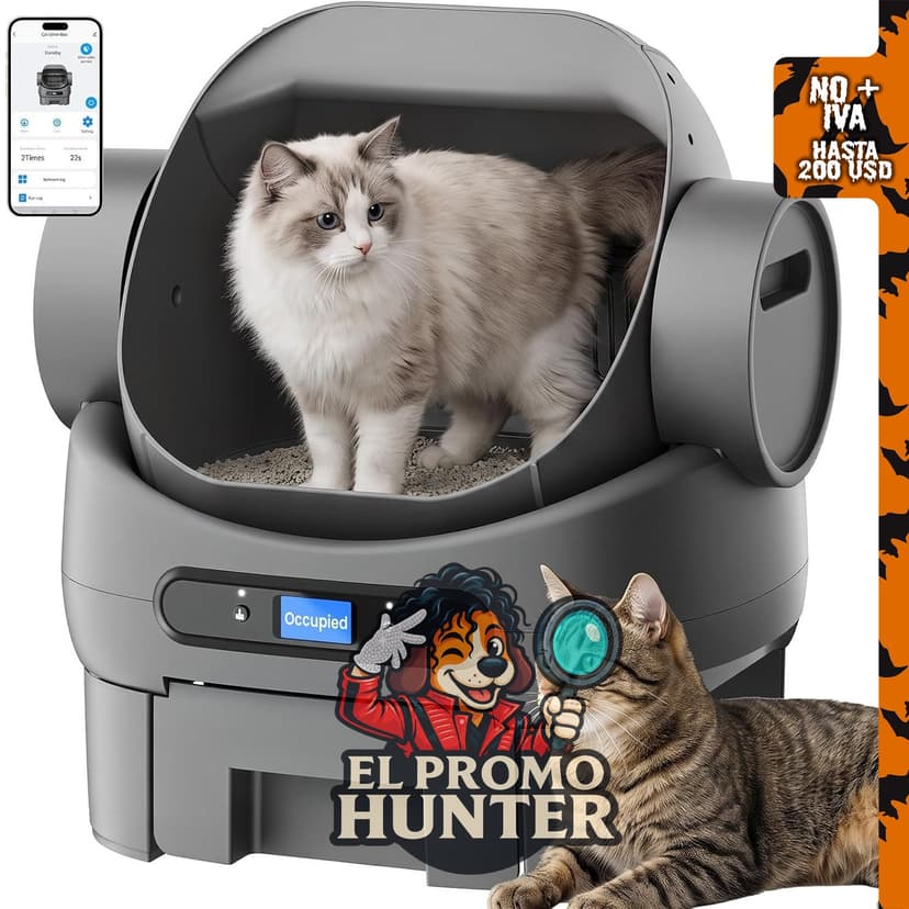Caja de arena automática Ntidova para gatos, autolimpiante, con 10 sensores de seguridad.