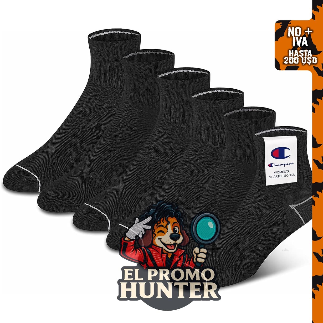 Calcetines cortos para mujer Champion, paquete de 6, con soporte de arco y tecnología que absorbe la humedad.