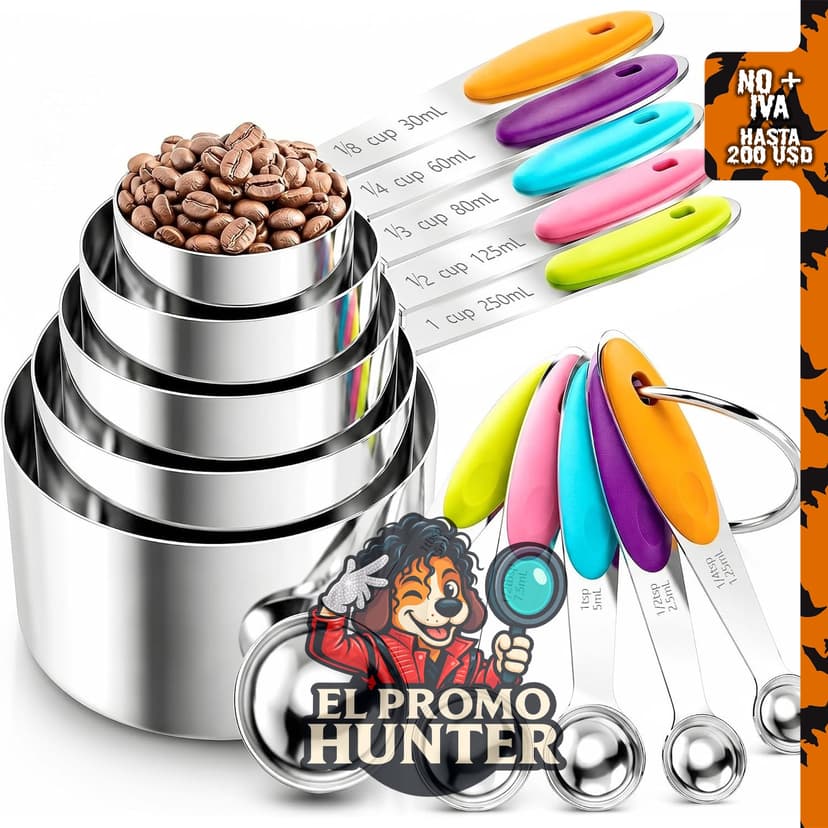 Juego de 10 tazas y cucharas medidoras Noctivela, utensilios de cocina.