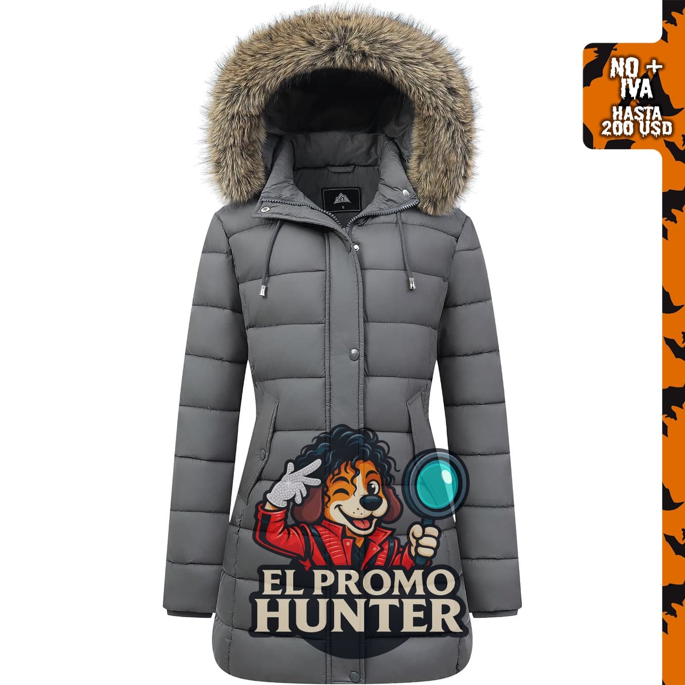 Chaqueta de plumón engrosada de invierno para mujer, parka impermeable con capucha extraíble.