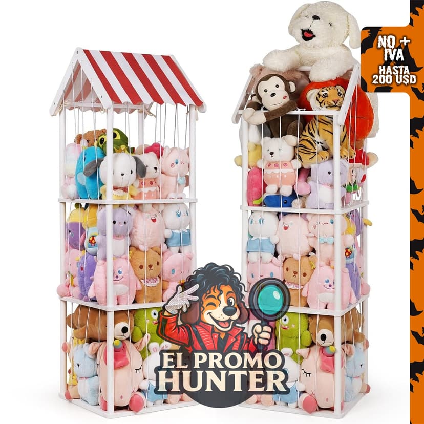 Zoo de almacenamiento de animales de peluche de madera de 3 niveles.