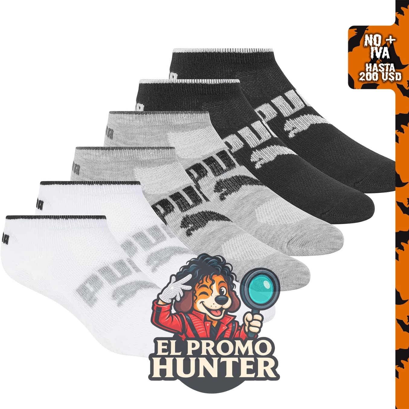 PUMA Calcetines de corte bajo para mujer, paquete de 6 unidades.