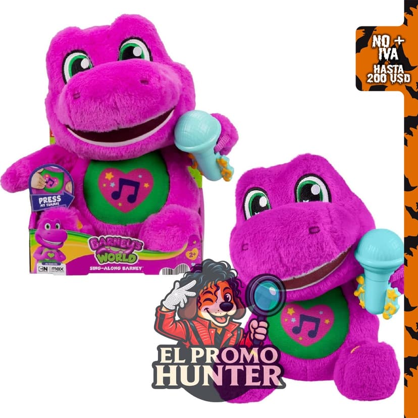 Fisher-Price Barney's World Barney, peluche de 26.7 cm con sonidos.