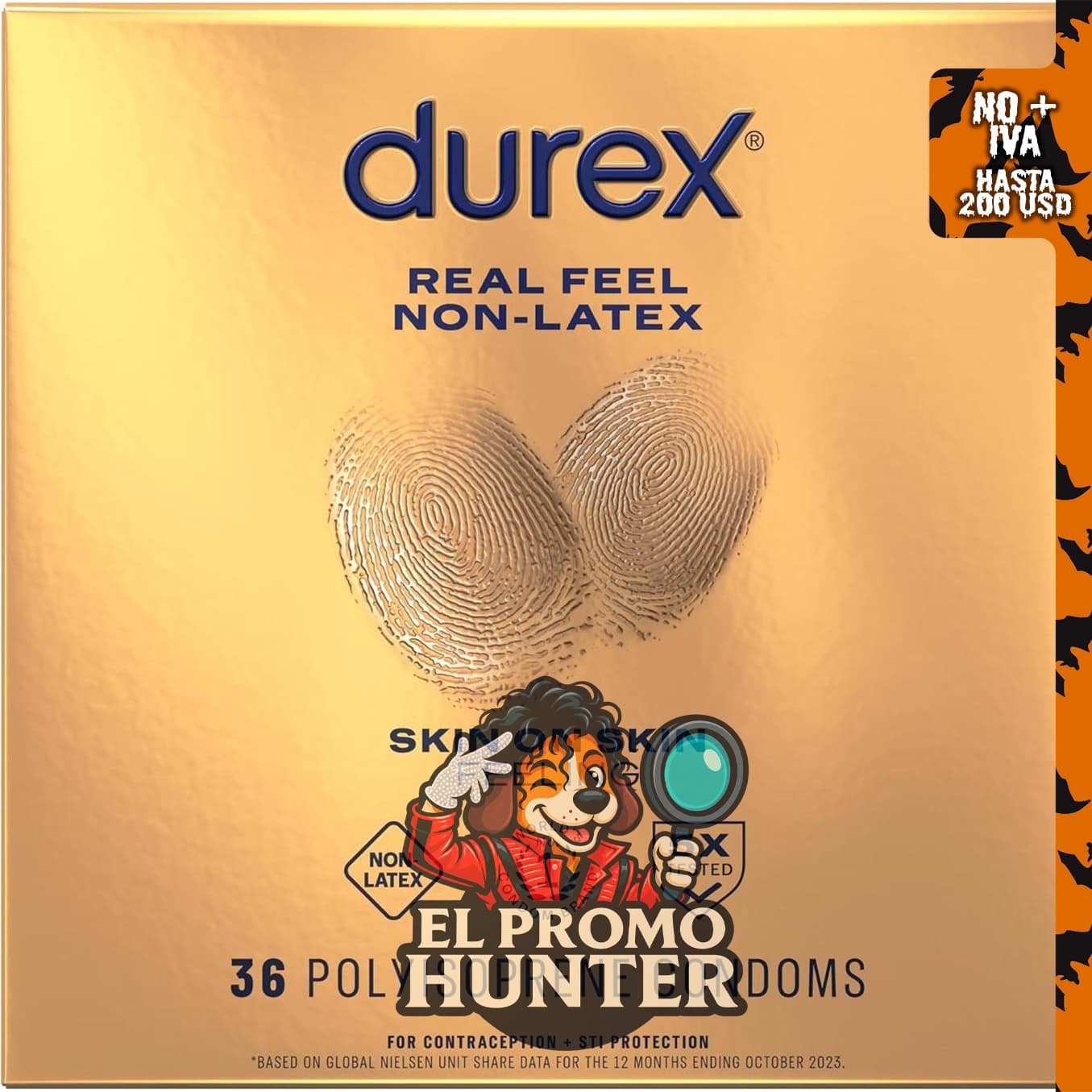 Durex Real Feel - Preservativos lubricados sin látex, 36 unidades.