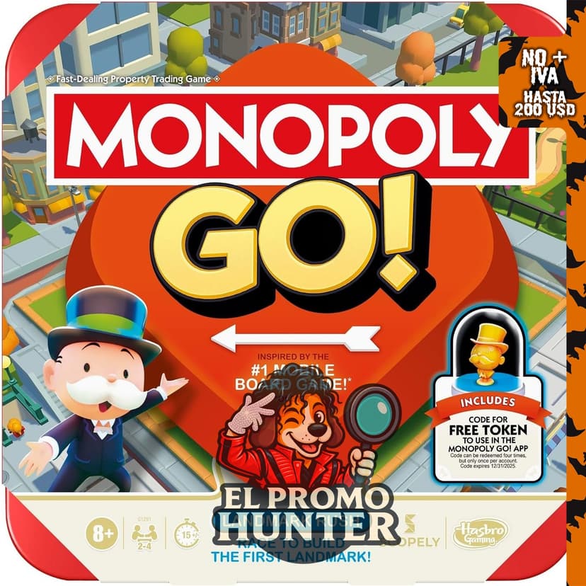 Monopoly GO! - Juego de mesa para 2 a 4 jugadores, a partir de 8 años, duración de 15 minutos.