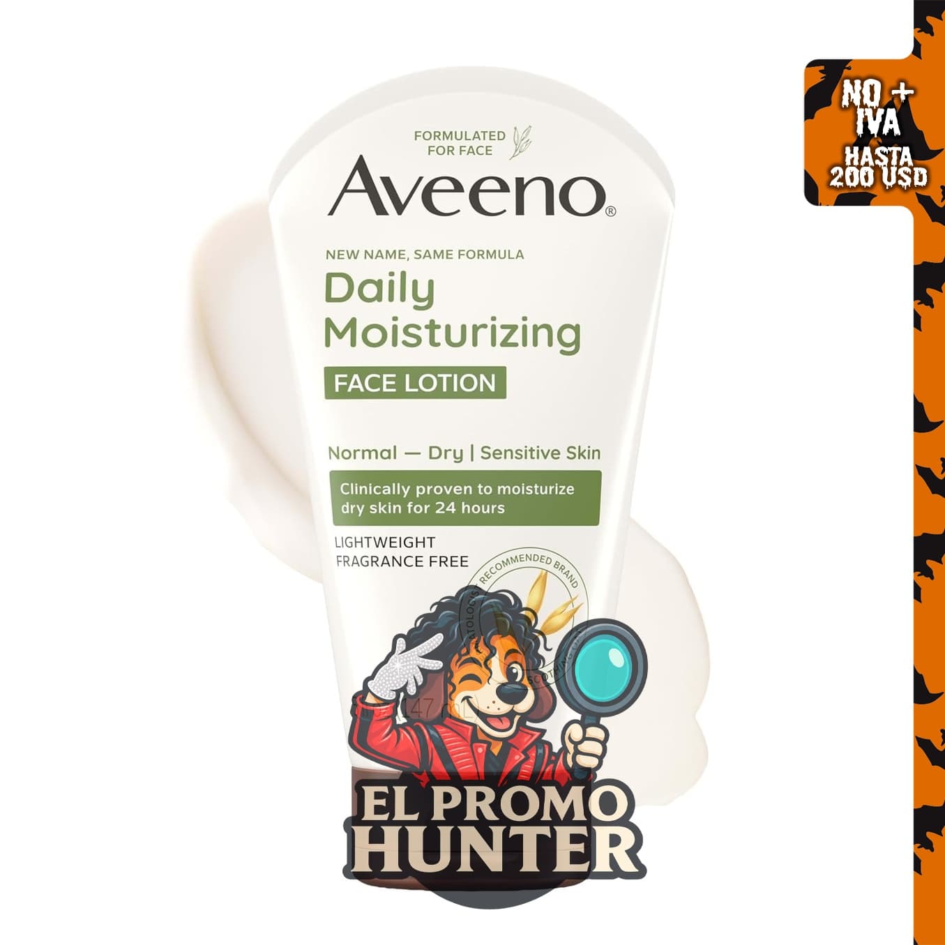 Aveeno Loción facial hidratante diaria, sin fragancia, 5 onzas (148 ml).