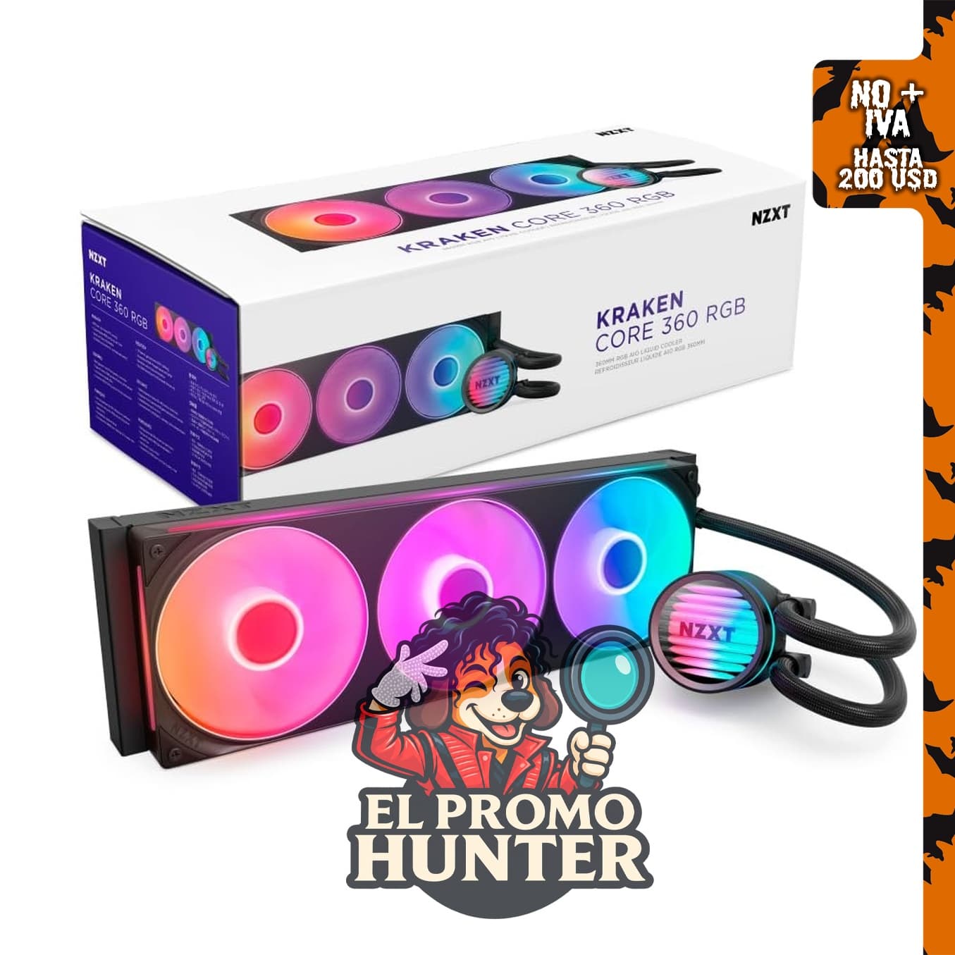 NZXT Kraken Core 360 RGB - Enfriador de CPU AIO de 35.9 cm - Negro