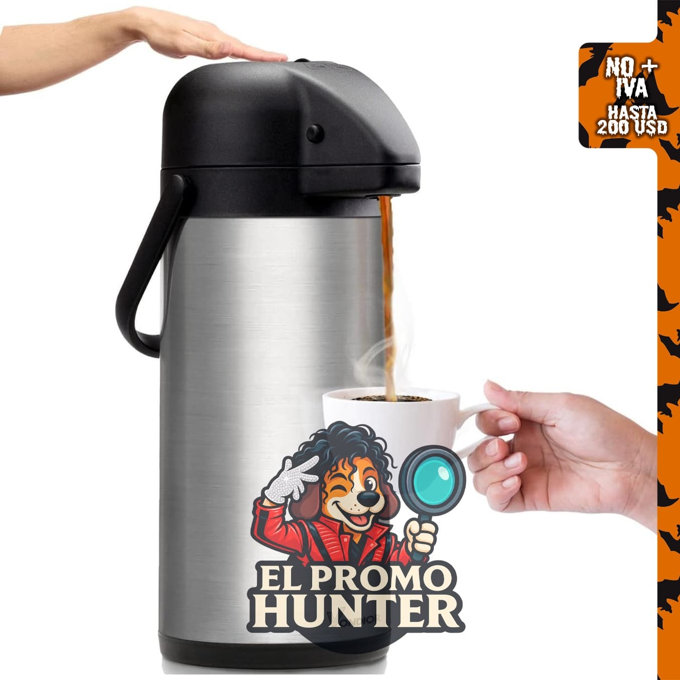 Jarra de café Airpot de 85 onzas (2.5L) con bomba, dispensador de acero inoxidable.