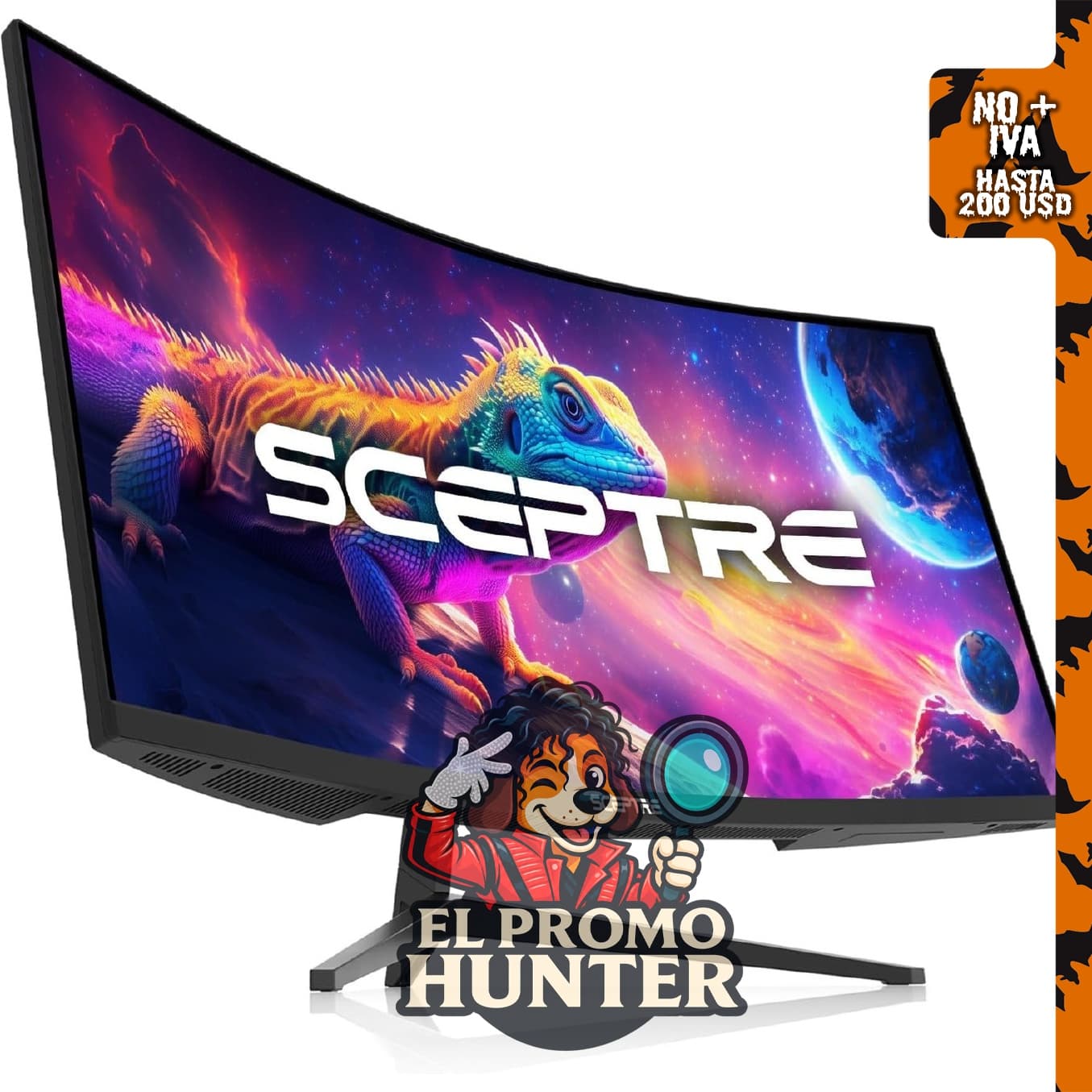 Sceptre Monitor ultraancho curvado de 34" (86 cm) WQHD 3440 x 1440, 180+Hz/165Hz, DisplayPort x2, 1 ms, altavoces integrados.