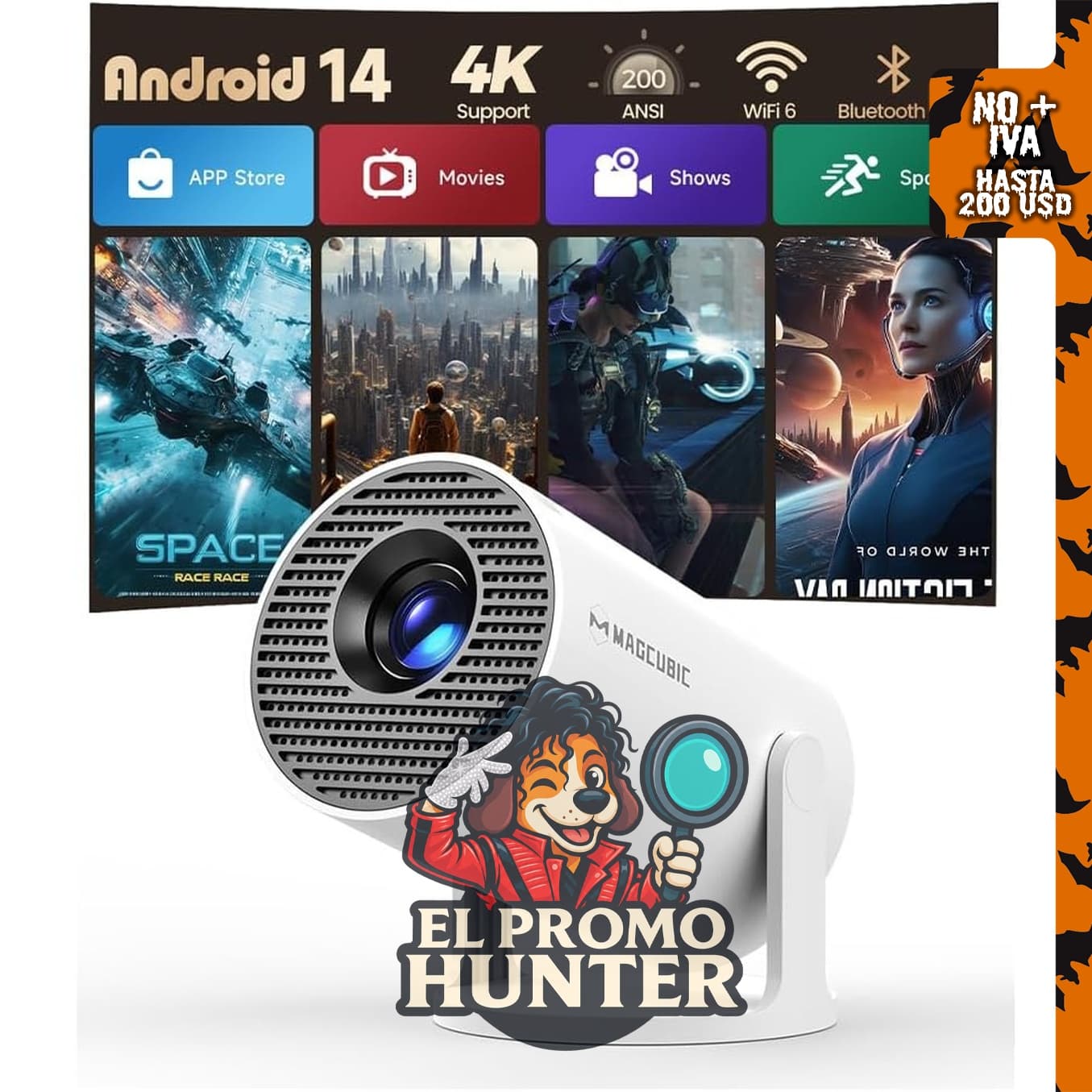 Magcubic HY300PRO Mini proyector portátil con WiFi y Bluetooth, soporte 4K, Keystone automático.