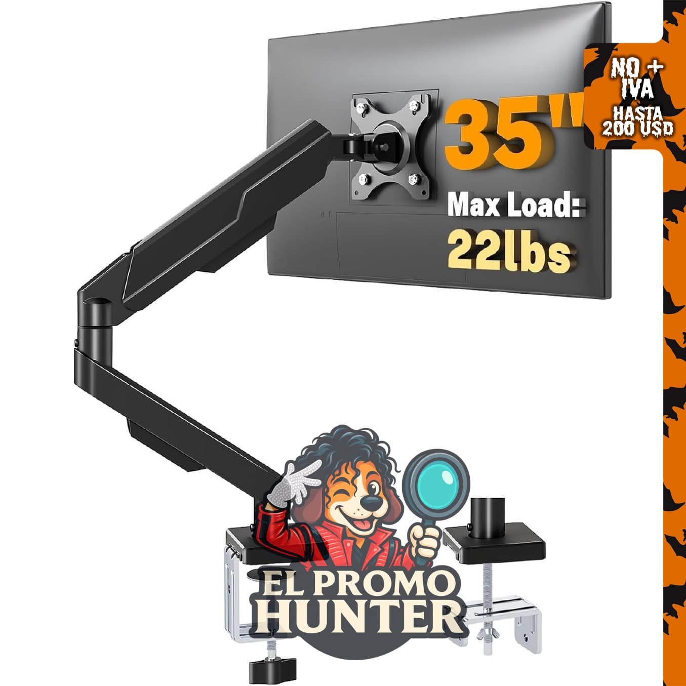 5Rcom Brazo de monitor único para pantallas de computadora de 13-35".