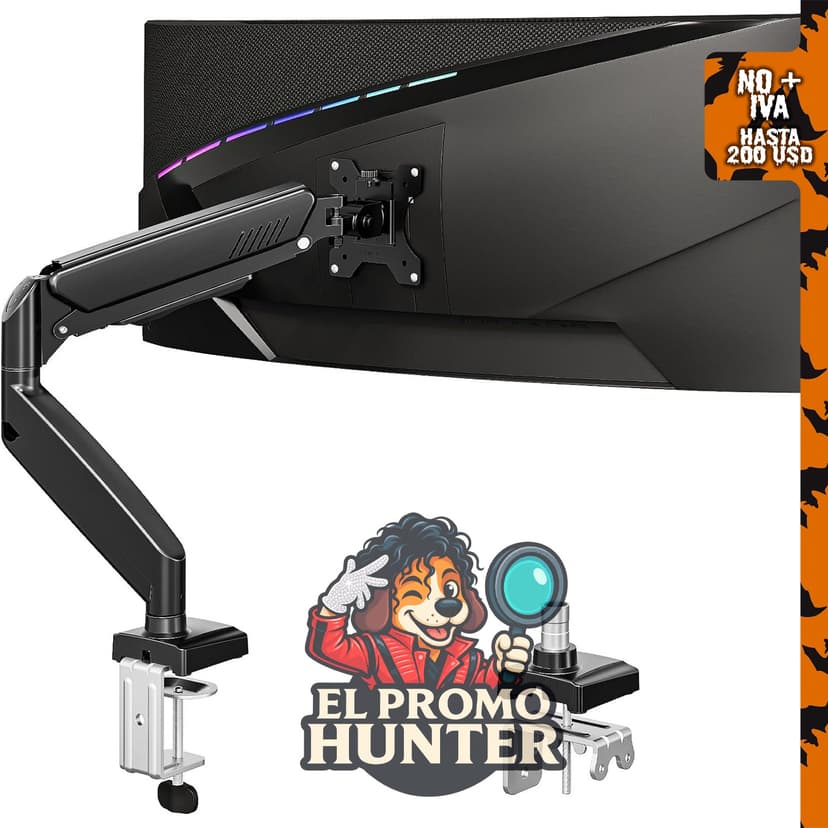 Soporte de escritorio para monitor individual, brazo ajustable de 48 a 86 cm, compatible con pantallas de 2 a 9 kg, montaje VESA.