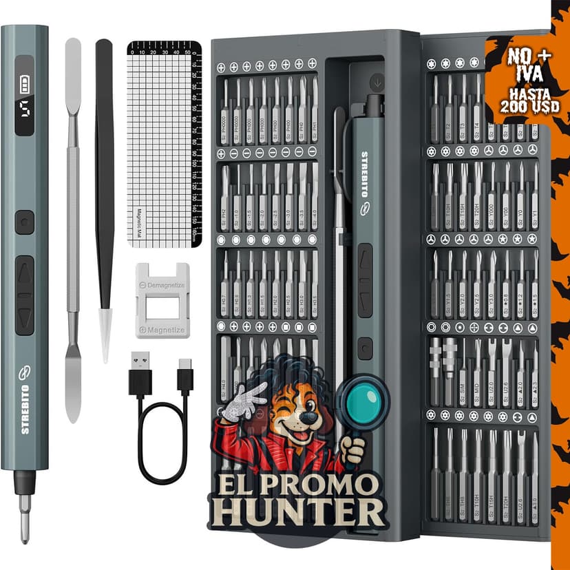 STREBITO Mini destornillador eléctrico, juego de destornilladores.