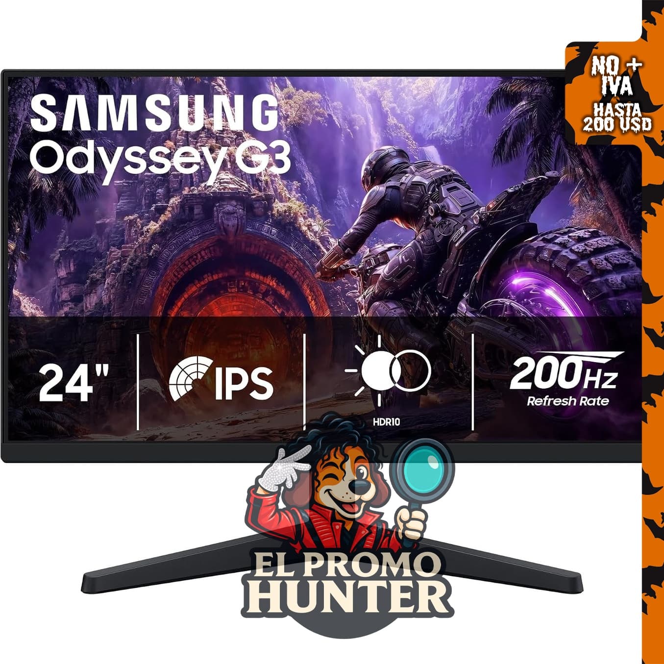Monitor Samsung Odyssey G3 (G30H) IPS FHD de 24" con frecuencia de 200Hz.