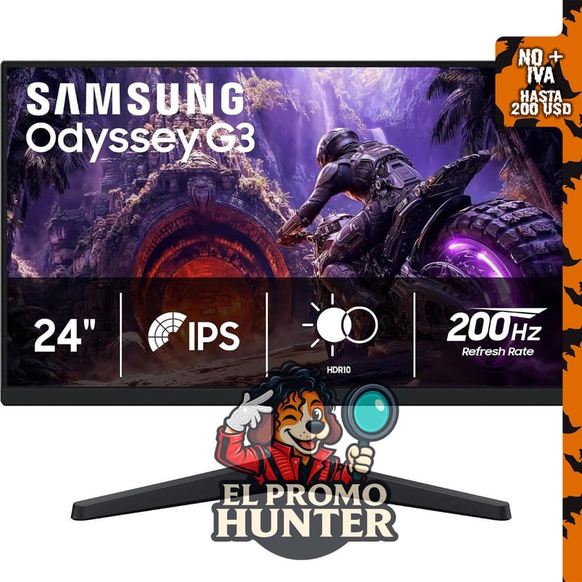 Monitor Samsung Odyssey G3 (G30H) IPS FHD de 24" con frecuencia de 200Hz.