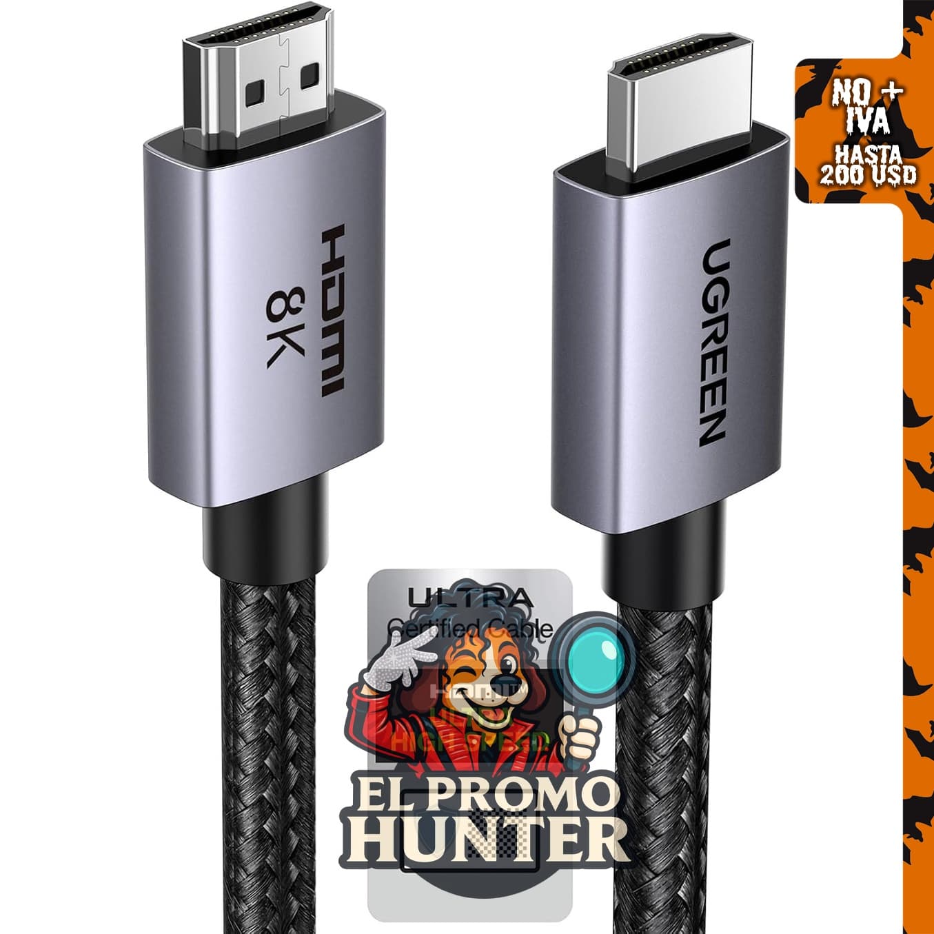 UGREEN Cable HDMI 8K 2.1 de 2 metros, 48 Gbps, compatible con 4K a 240 Hz, 10K y 8K a 60 Hz.