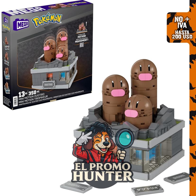 MEGA Pokémon Mini Motion Dugtrio, juego de construcción de 350 piezas, 12.7 cm de alto.