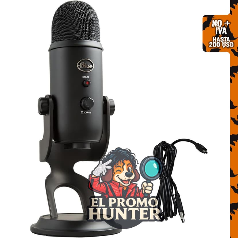 Blue Yeti USB Mic, micrófono con 3 cápsulas de condensador y 4 patrones de captación.