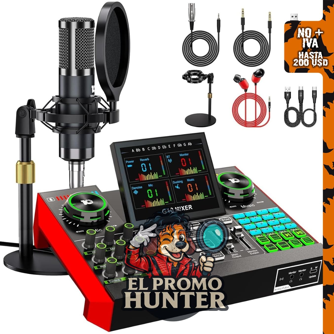 TENLAMP G10 Creator Audio Mixer Bundle con micrófono para streaming.