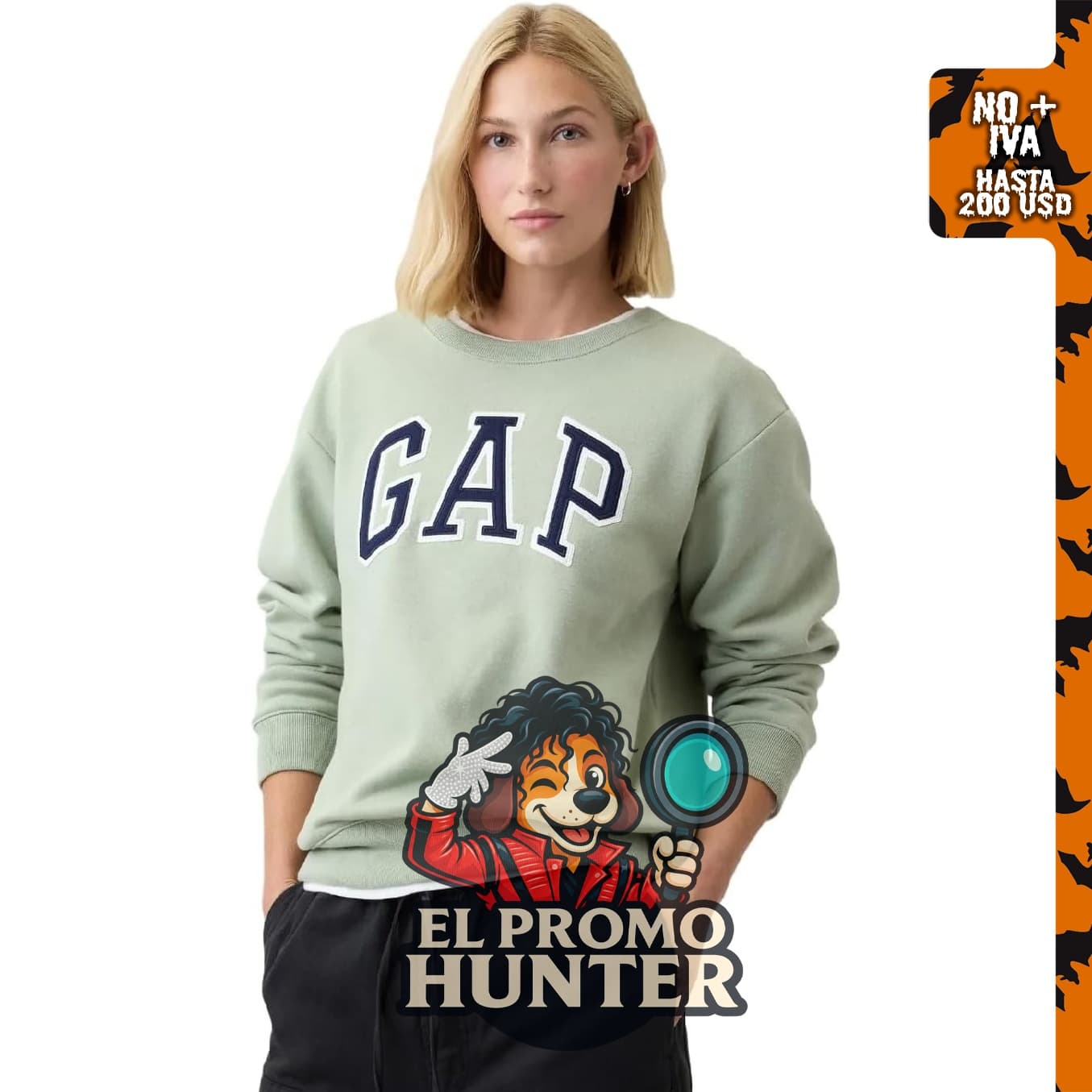 GAP Sudadera Heritage con cuello redondo para mujer.