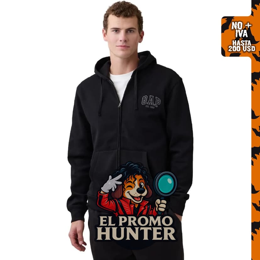 GAP Sudadera con capucha para hombre Est. 1969, con cremallera completa.