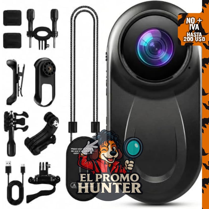 Mini cámara corporal 1080P, 512G, portátil con clip magnético y grabación manos libres.