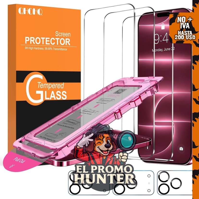 QHOHQ Protector de pantalla para iPhone 18 Pro Max, vidrio templado 9H+