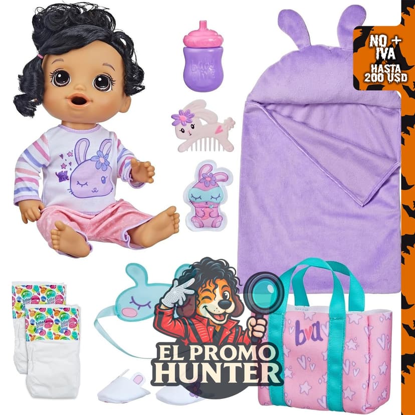 Baby Alive Muñeco de bebé con temática de conejo, 30.5 cm, incluye saco de dormir y accesorios.
