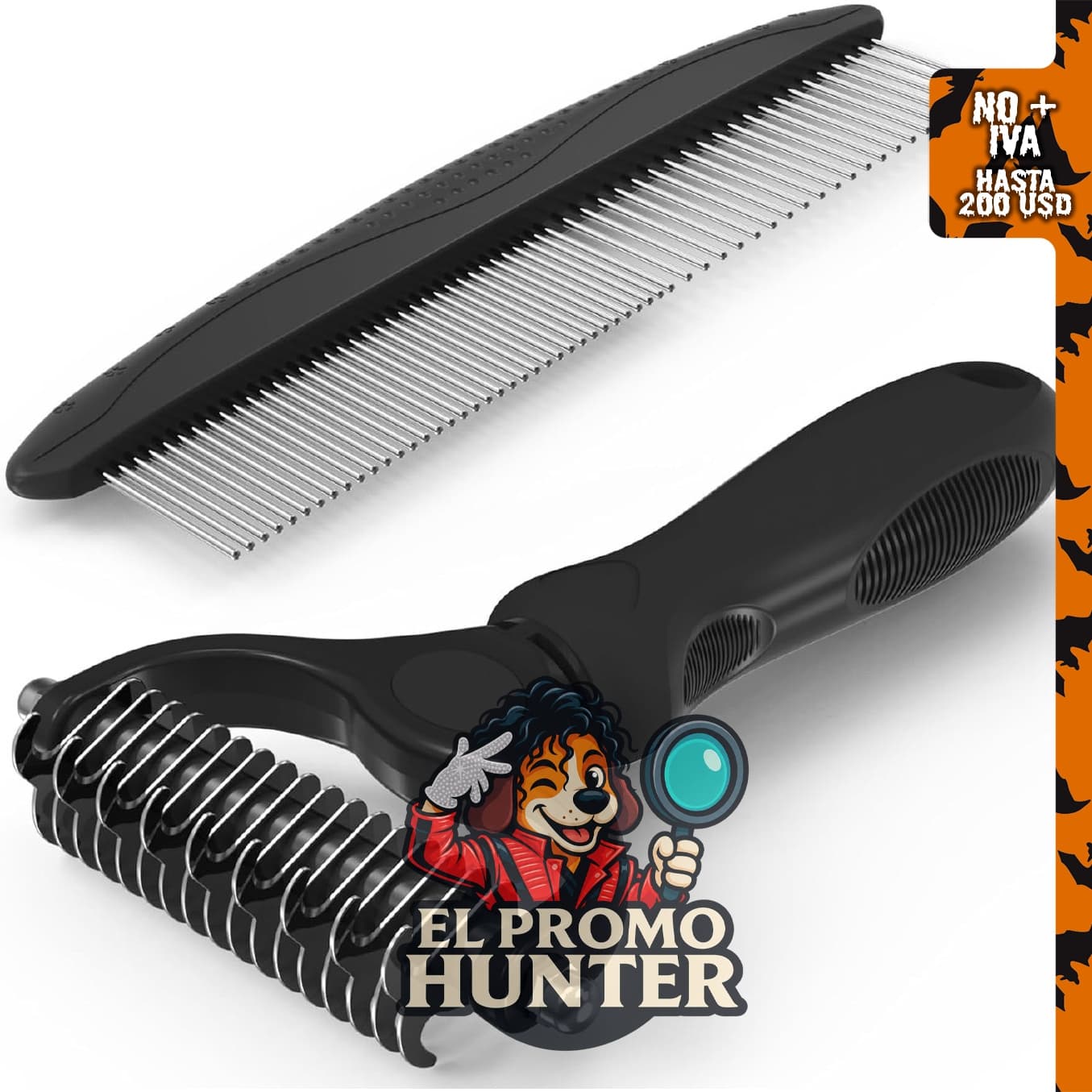 Cepillo de aseo HFLYJPYW para perros y gatos, incluye peine de metal y rastrillo para quitar pelos.
