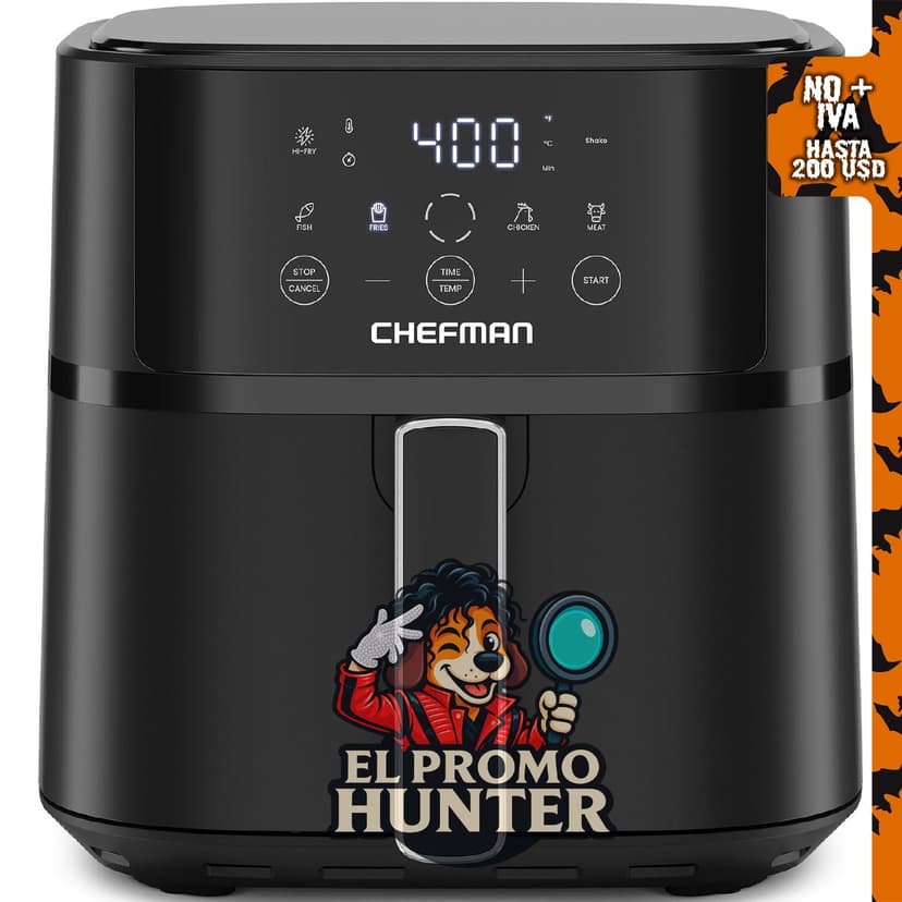 Chefman Freidora de aire de 6 QT, compacta, con tecnología Hi-Fry y controles táctiles.