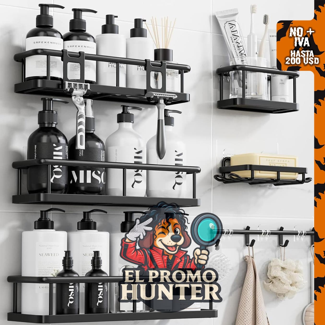 Organizador de ducha adhesivo YASONIC, estantes inoxidables para baño.