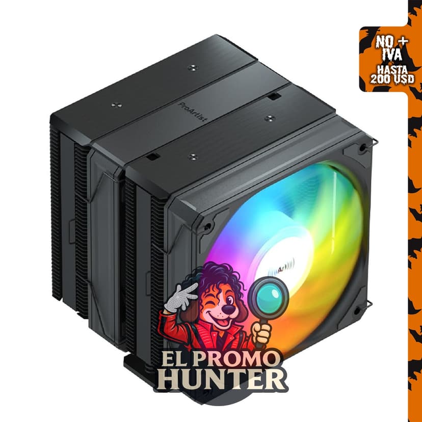 ProArtist E6 Pro Negro ARGB Dual Tower, enfriador de aire para CPU con TDP de 250W.