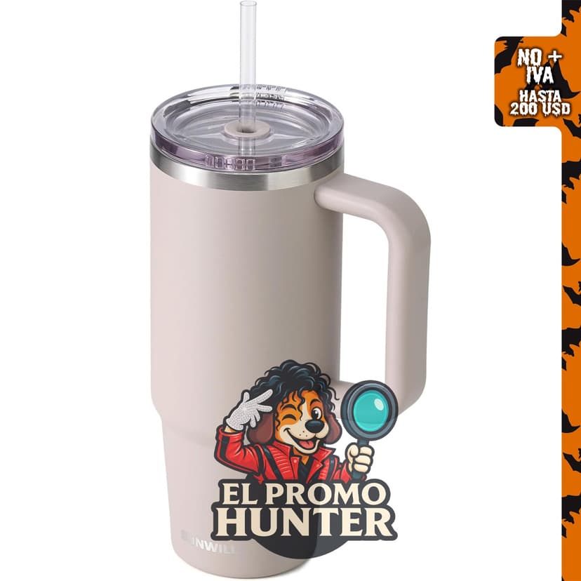 SUNWILL Vaso de café con pajilla, 30 oz (887 ml) de acero inoxidable aislado.