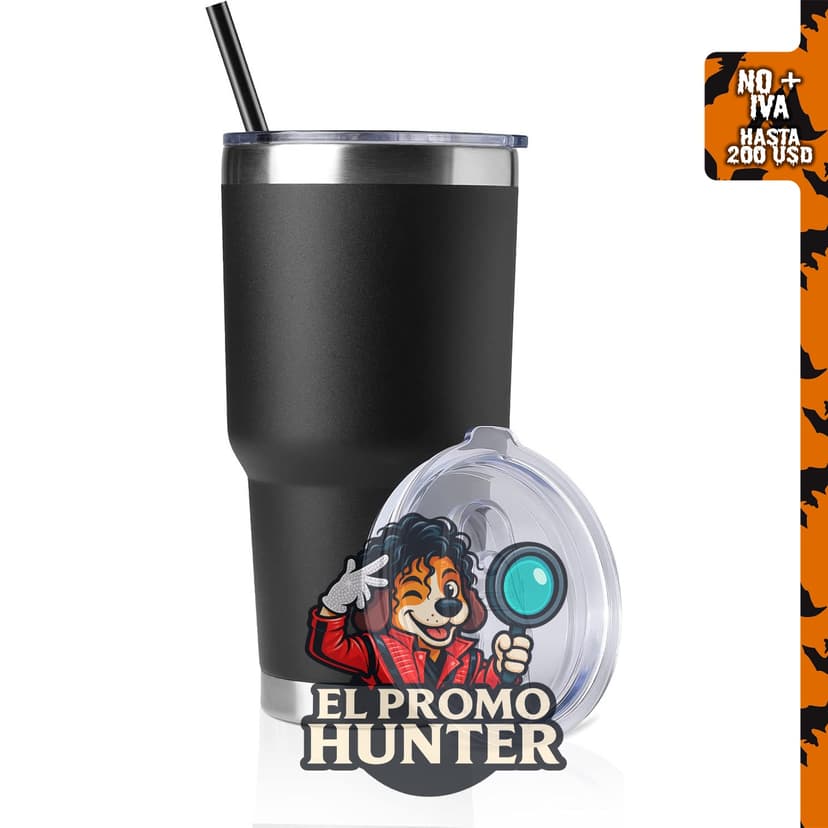 Vaso de acero inoxidable de 30 oz con tapa y popote, aislamiento al vacío de doble pared.
