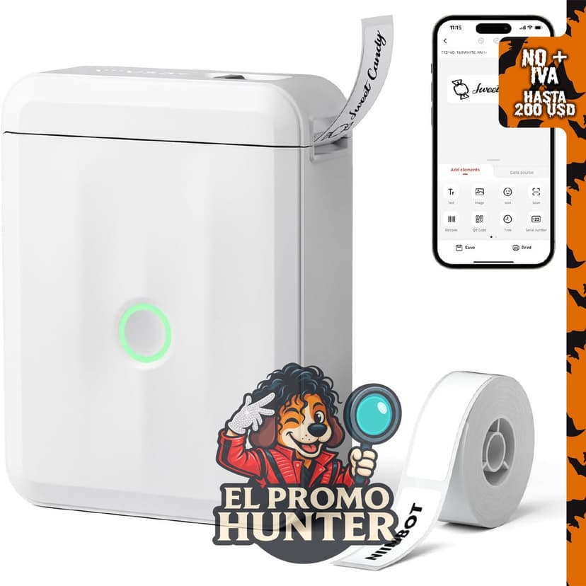 NIIMBOT D110 Mini máquina etiquetadora térmica Bluetooth portátil con múltiples plantillas.