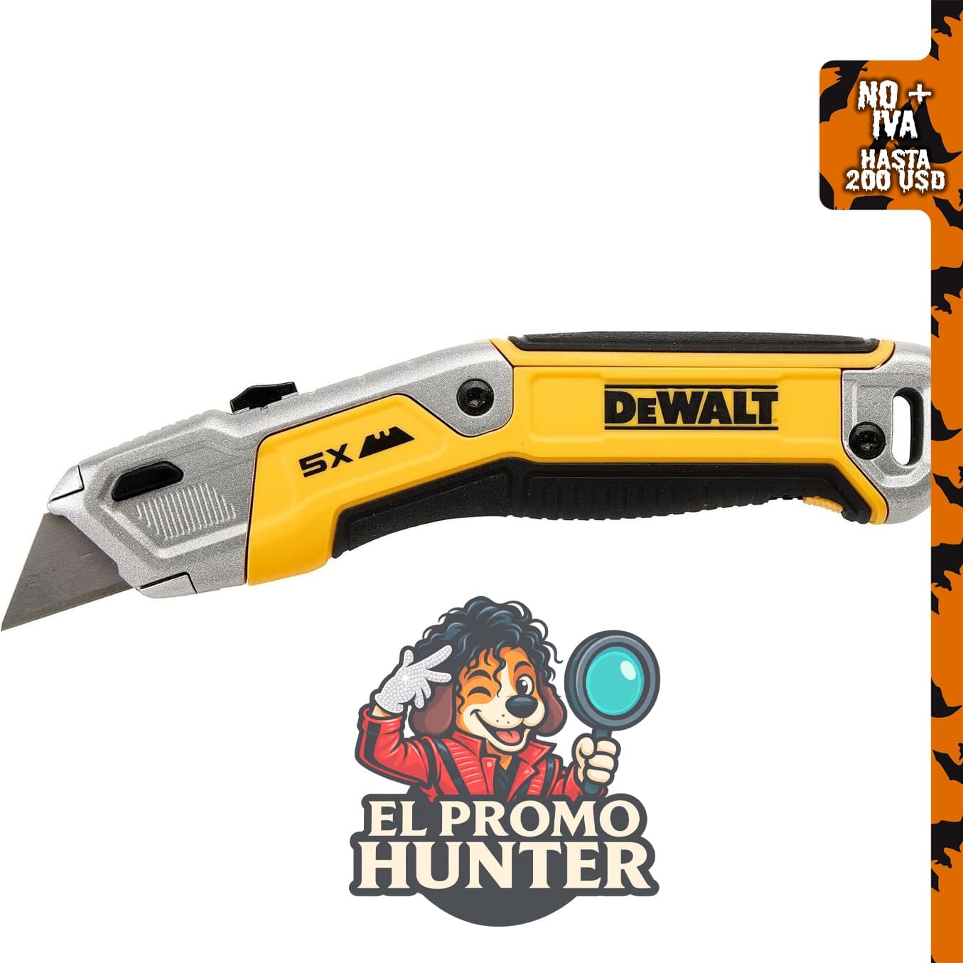 DW Cuchillo de utilidad retráctil, herramienta manual para cortes precisos.