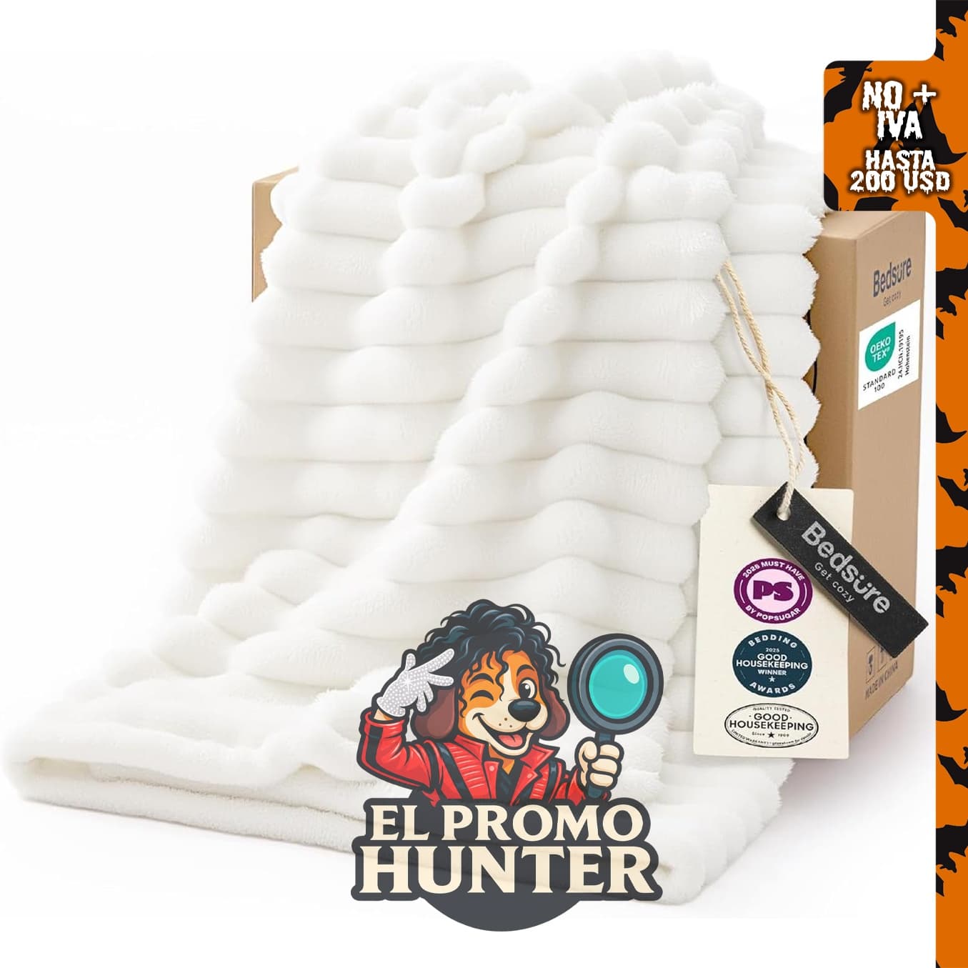 Bedsure GentleSoft Manta Throw blanca de forro polar, adecuada para decoración y uso en sofás.