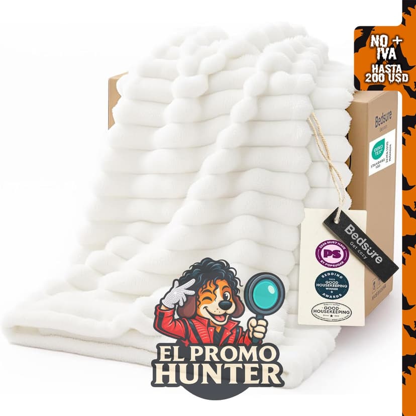 Bedsure GentleSoft Manta Throw blanca de forro polar, adecuada para decoración y uso en sofás.