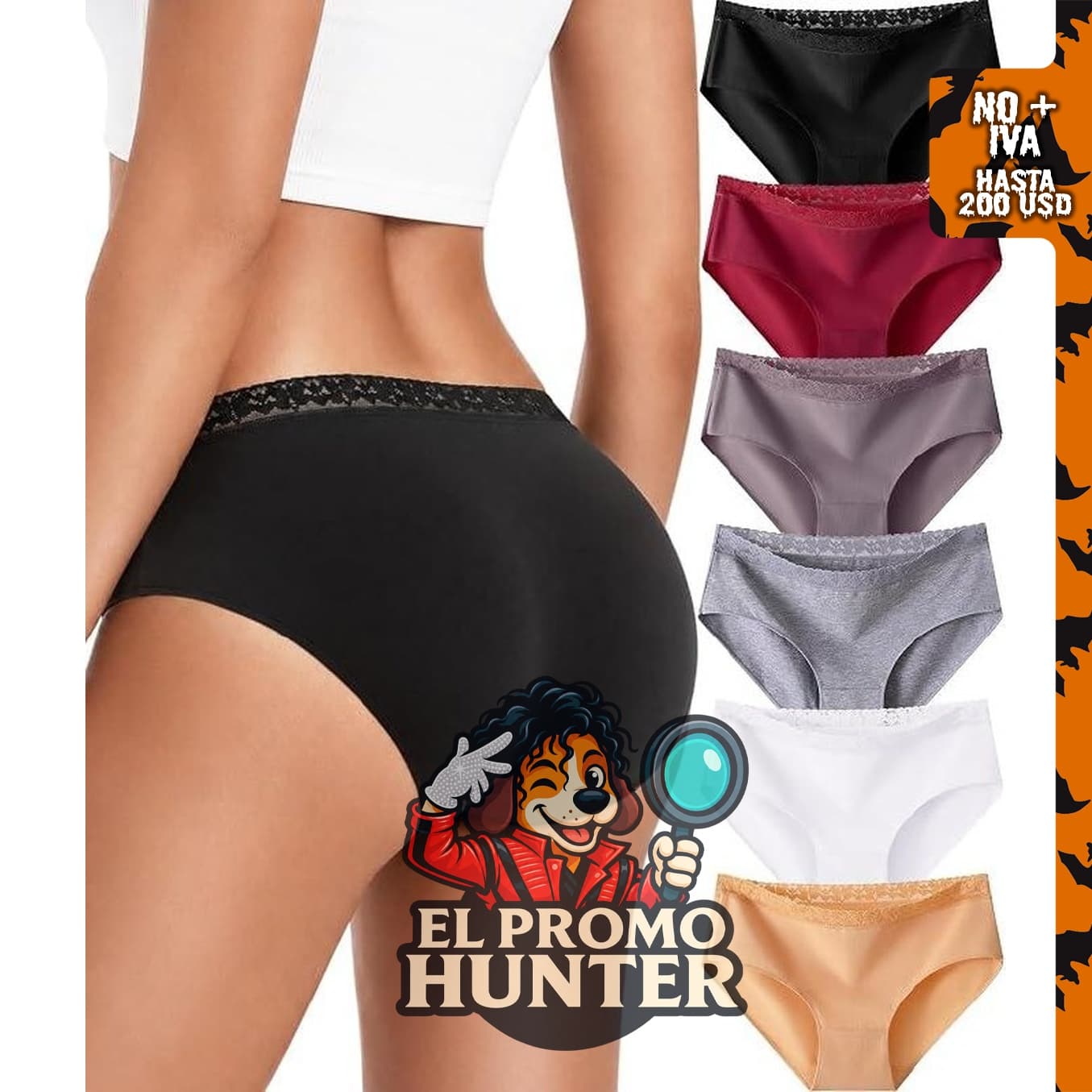 READY TO LOVE Ropa interior de algodón para mujer, paquete de 6 bragas.