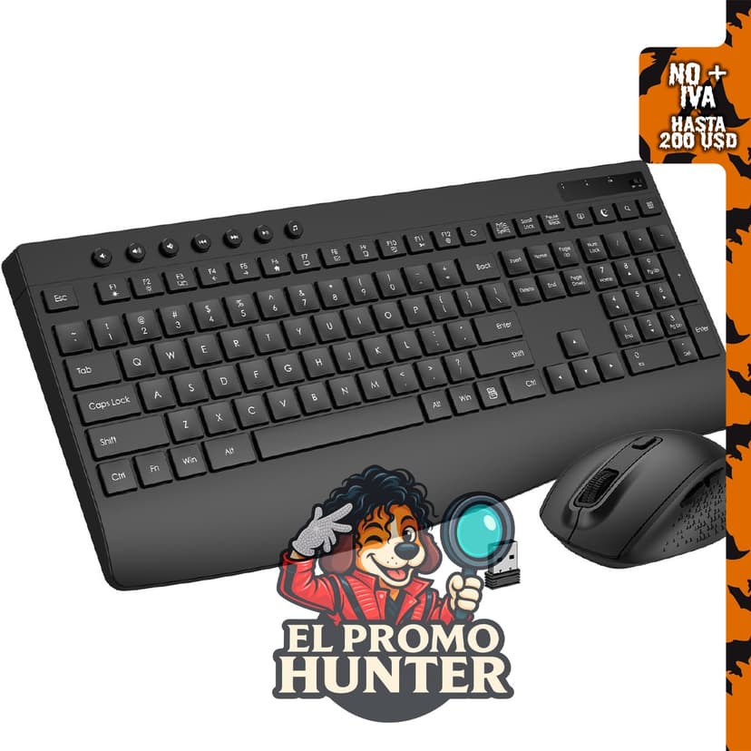 Combo de teclado y mouse inalámbricos silenciosos de tamaño completo.